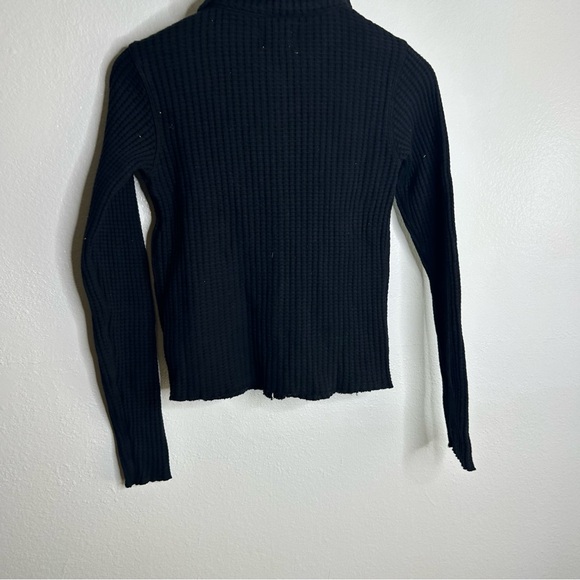 NWT MATE The Label 100% Organic Cotton Waffle Button Down Cardigan Black XS - Picture 6 of 14